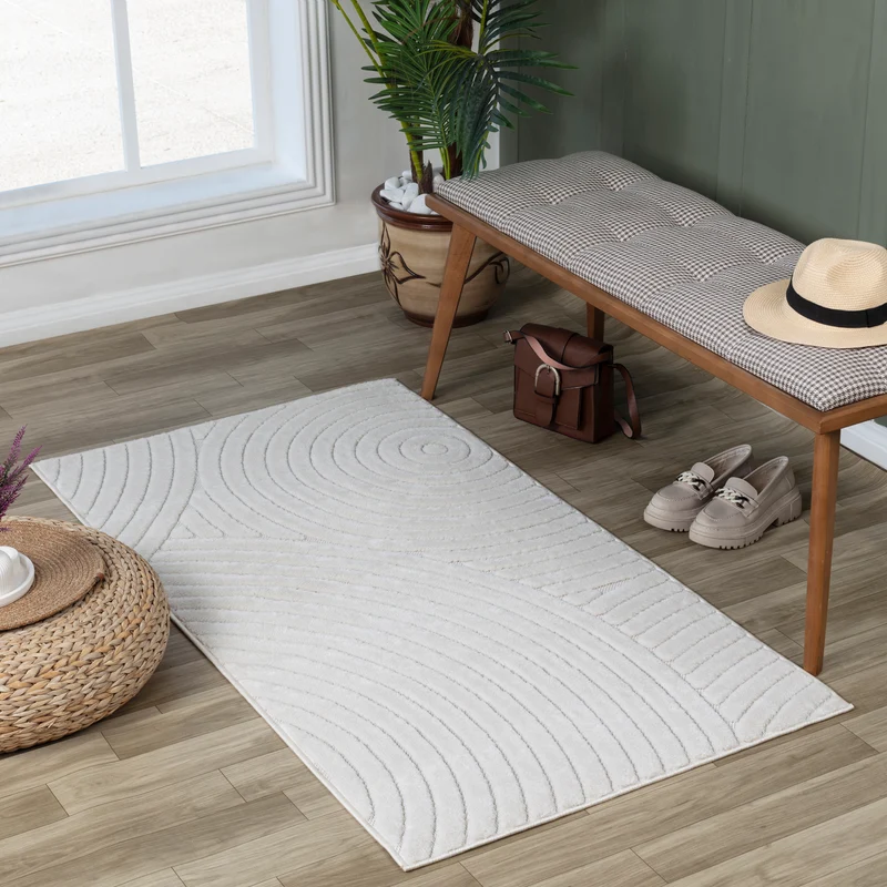 Tapis d'Intérieur/Extérieur Scandinave Moderne Blanc Kaysa