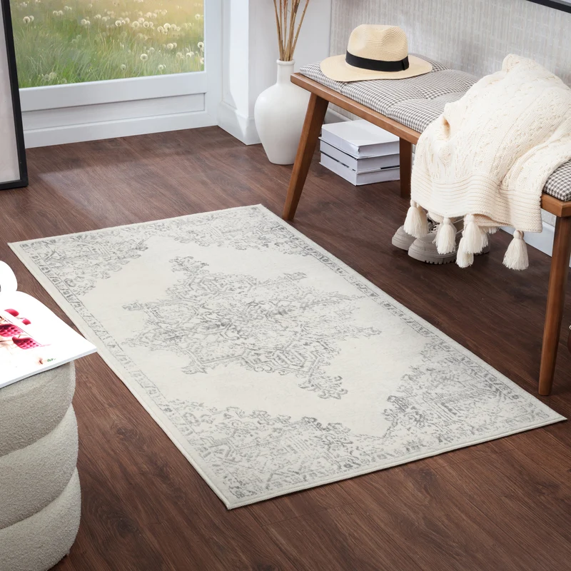 Tapis Vintage Oriental Blanc/Gris Kota