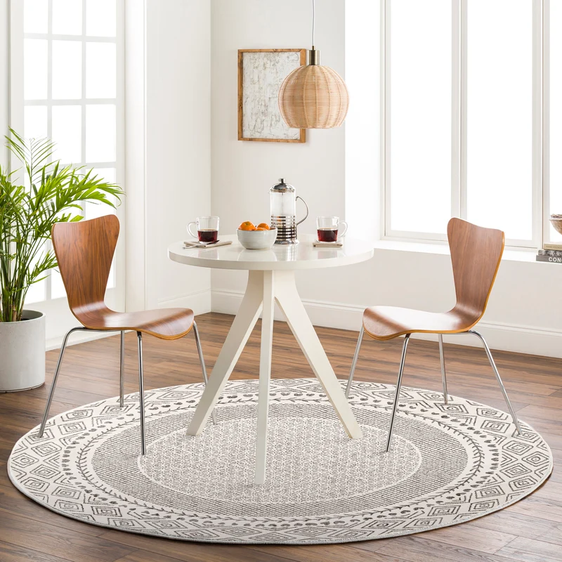 Tapis Rond Scandinave Bohème Gris/Beige Rond Monaco