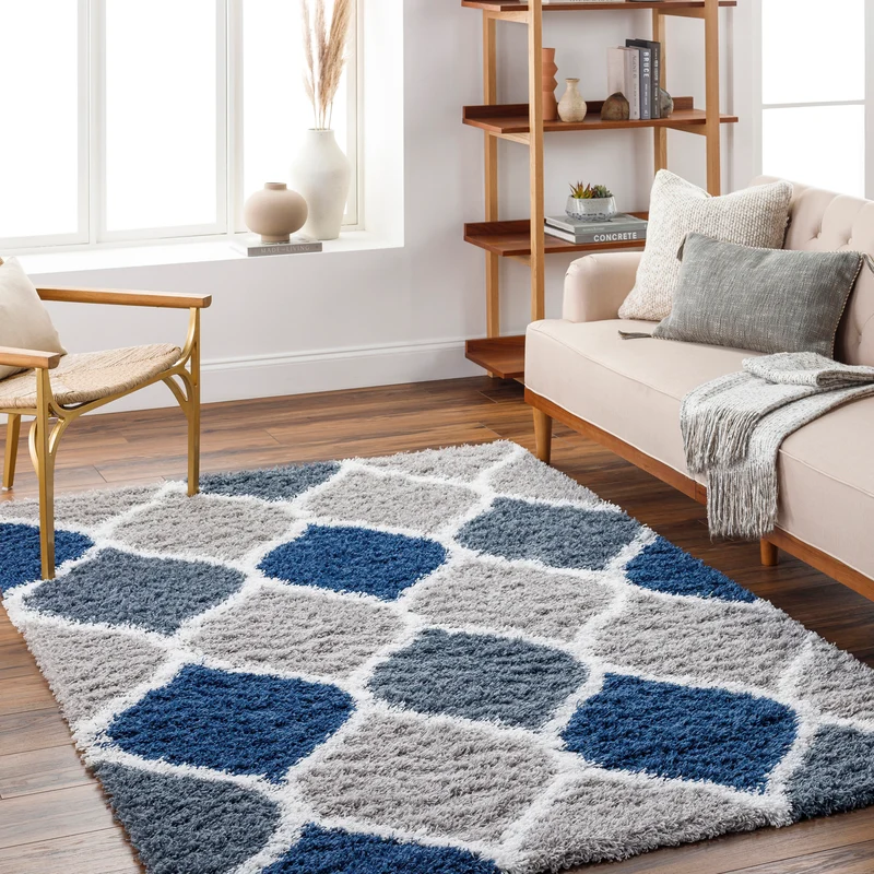 Tapis Shaggy Oriental Bleu/Gris Smolensk