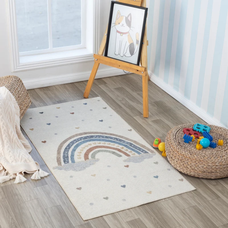 Tapis Enfant Lavable en Machine Arc-en-Ciel Multicolore/Orange Arcadia