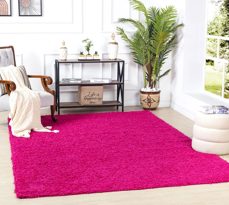 Tapis Shaggy Moderne Fuschia Boracay