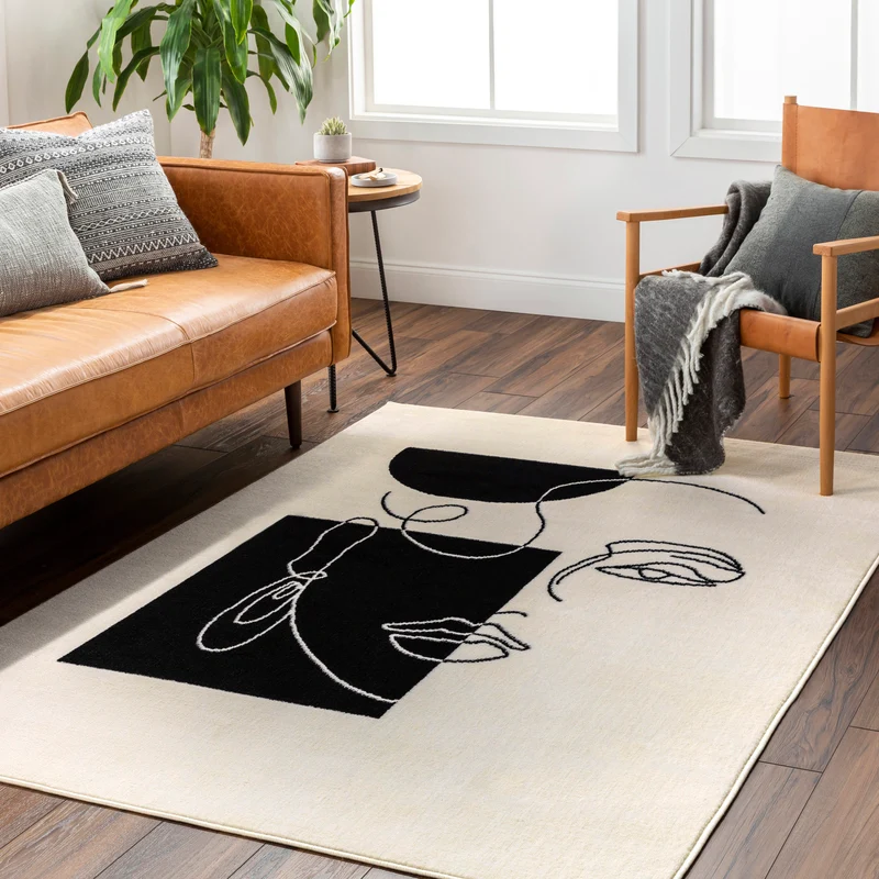 Tapis Scandinave Bohème Blanc/Noir Cobo
