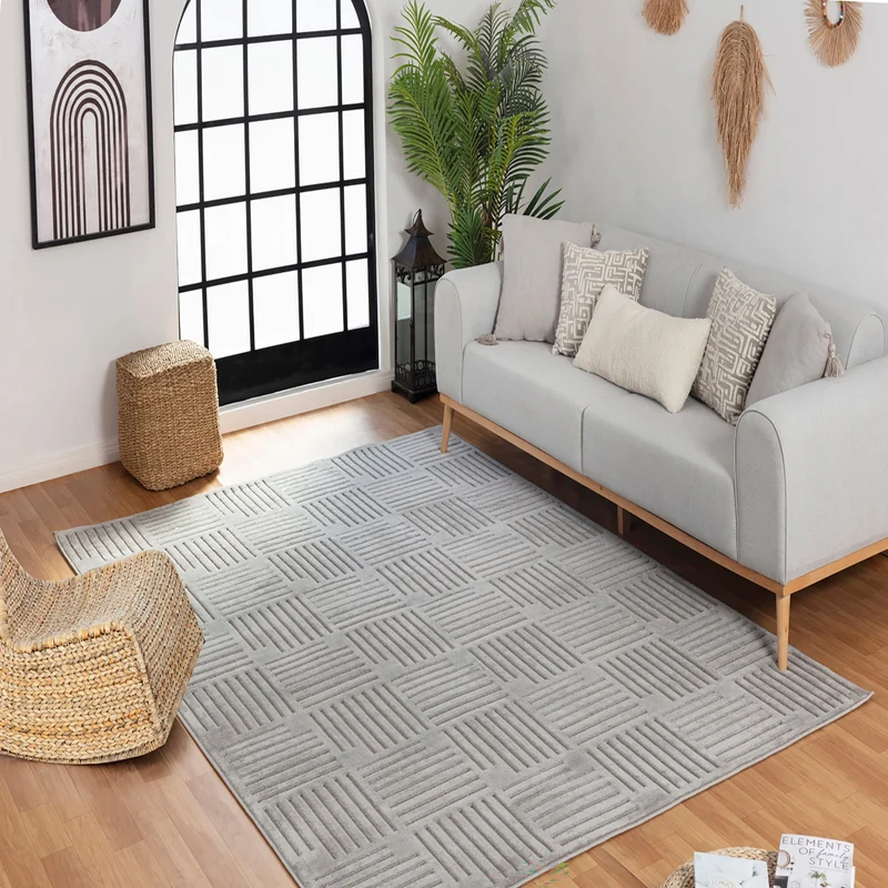 Tapis d'Intérieur/Extérieur Scandinave Moderne Gris Curico