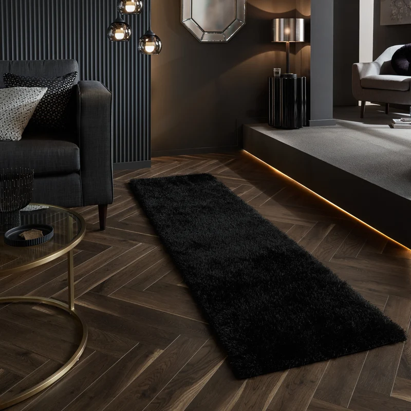 Tapis de couloir Shaggy noir 60x230cm