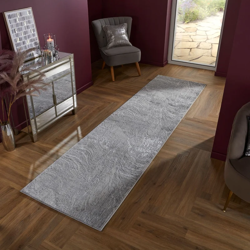 Tapis de couloir Arissa argenté 80x300cm