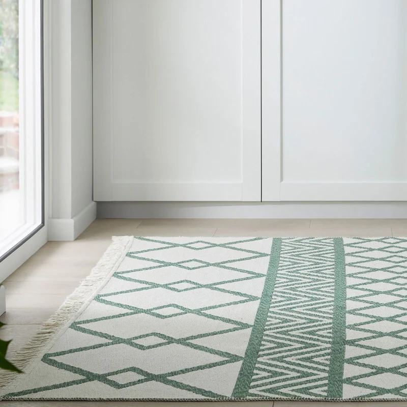 Tapis Theo vert en matières recyclées