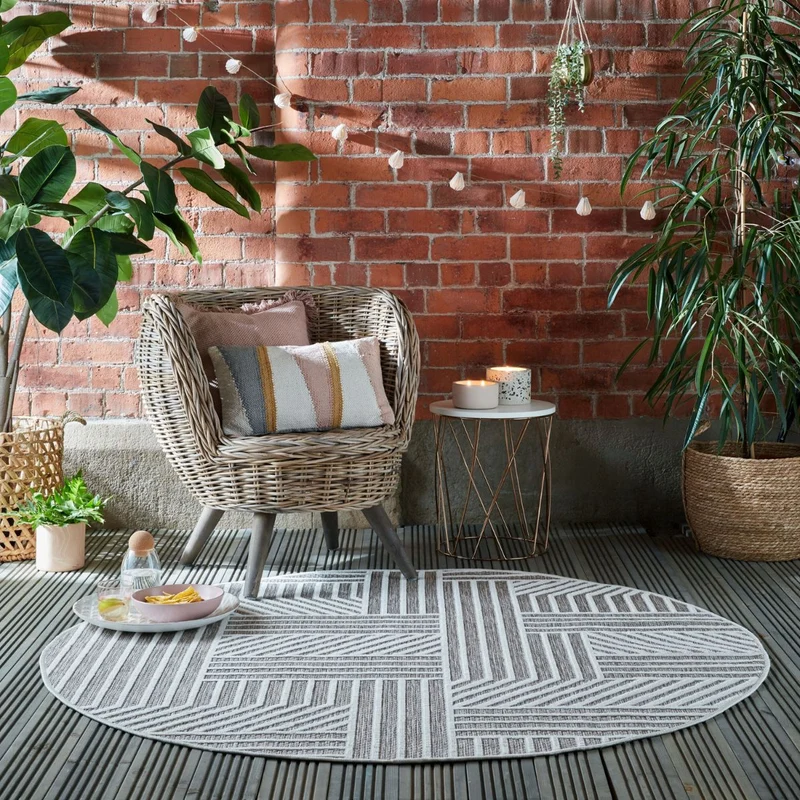 Tapis rond extérieur Blocks naturel 160x160cm
