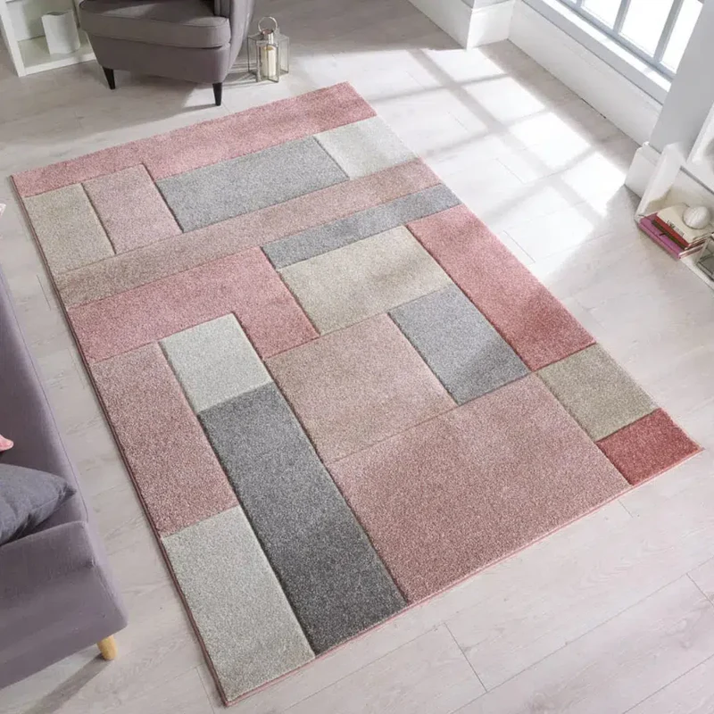 Tapis Cosmos Rose et gris