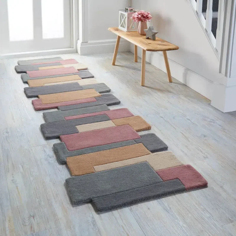 Tapis de couloir graphique 60x230cm pastel