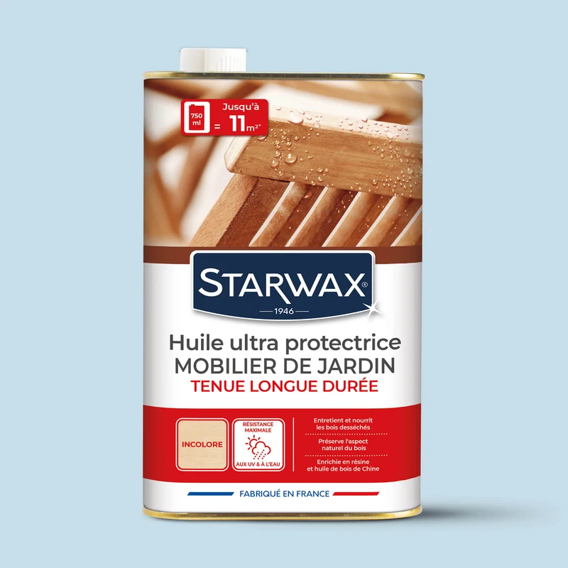 Huile ultra protectrice tenue longue durée pour mobilier de jardin en bois