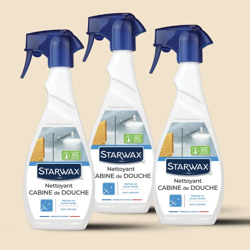 Lot de 3 Nettoyant anti-calcaire pour cabine de douche