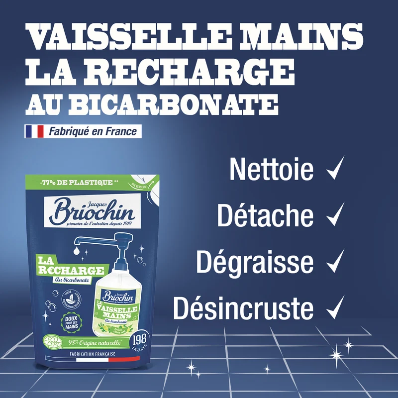 Recharge Liquide Vaisselle Mains Bicarbonate de soude & Citron vert