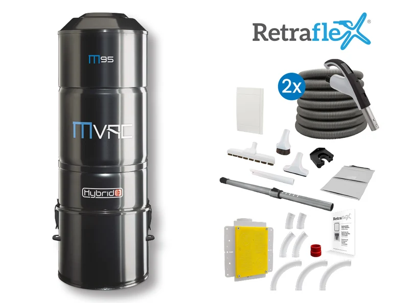 Aspirateur central - MVac - M95 - Avec 2 ensembles d'accessoires Retraflex
