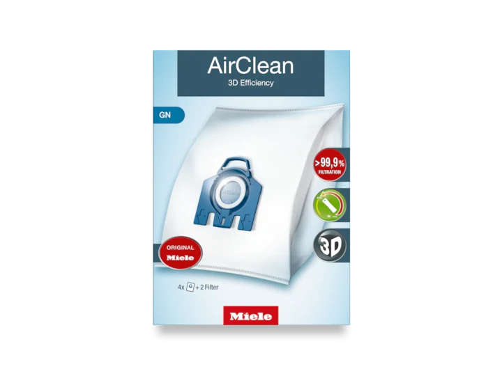 Sac AirClean 3D - Aspirateur chariot - Miele - Type GN - 4 sacs + 2 filtres