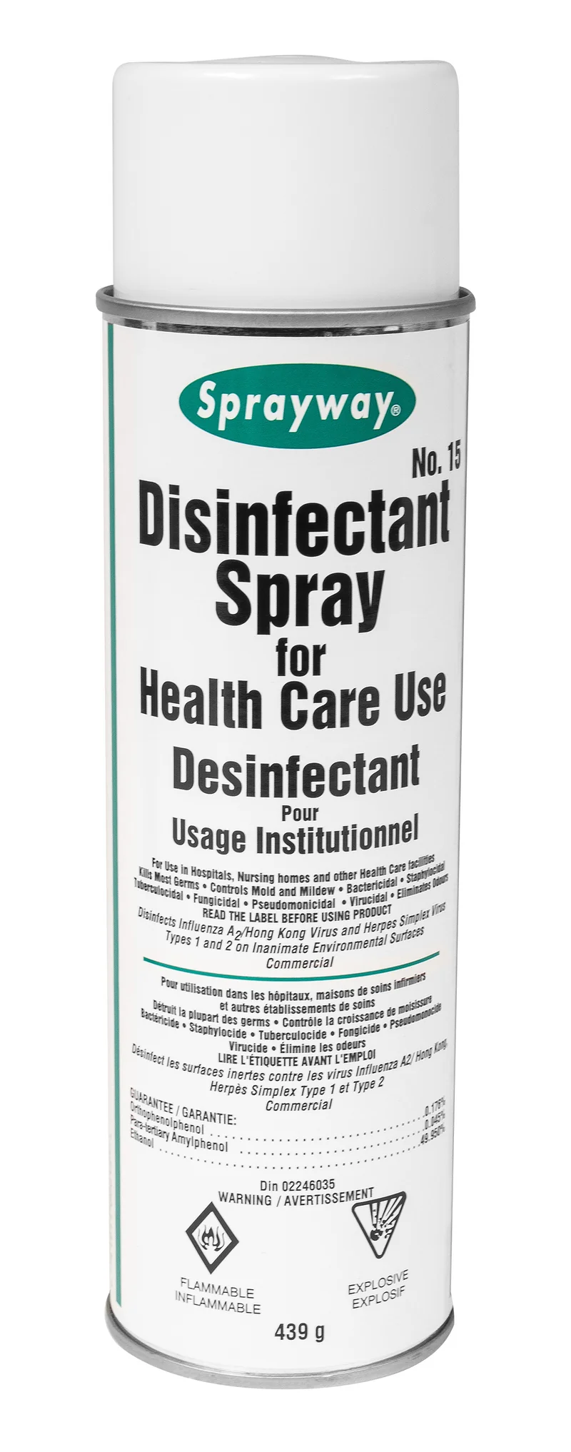 Désinfectant en aérosol - 15,5 oz (439 g) - Sprayway SW015DIN - Produit à utiliser contre le coronavirus (Covid-19)