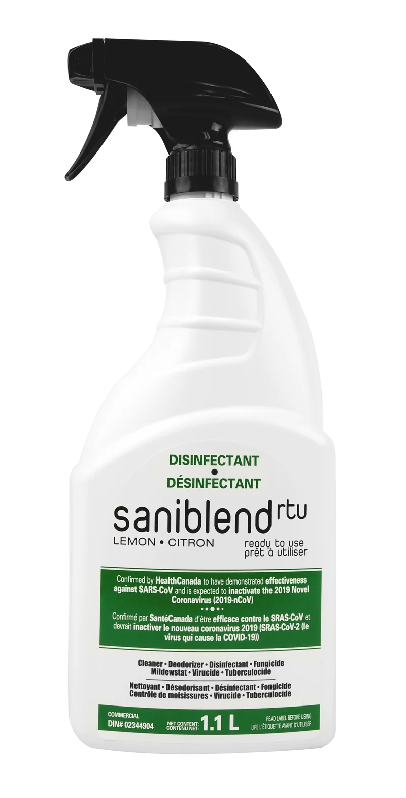 Nettoyant - désodorisant - désinfectant - prêt à utiliser - citron - Saniblend RTU - 1.1 L (0,29 gal)