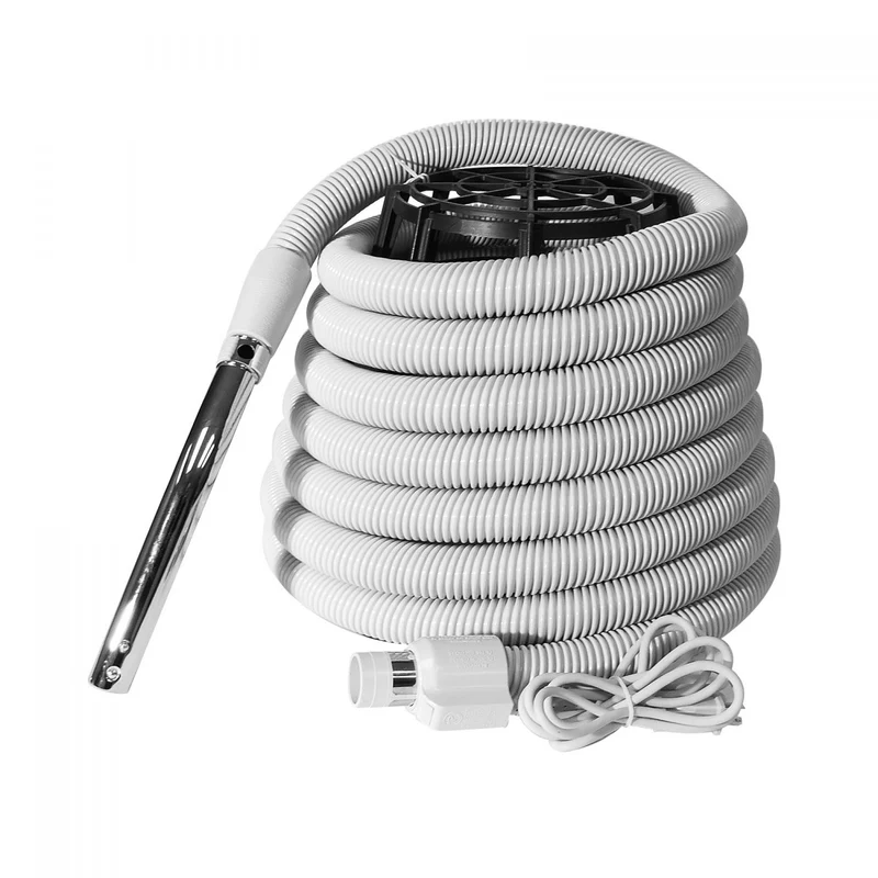 Boyau électrique pour aspirateur central - Compatible balai-électrique- poignée droite - bouton-barrure - Plastiflex - 30' ou 35'