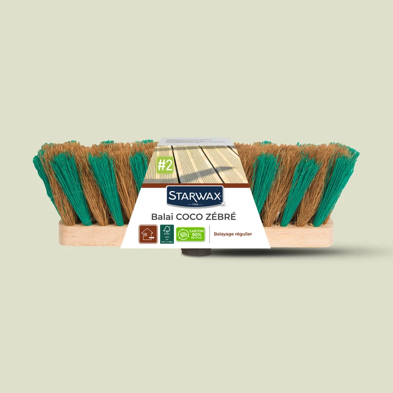 Balai coco zébré pour sols extérieurs FSC®