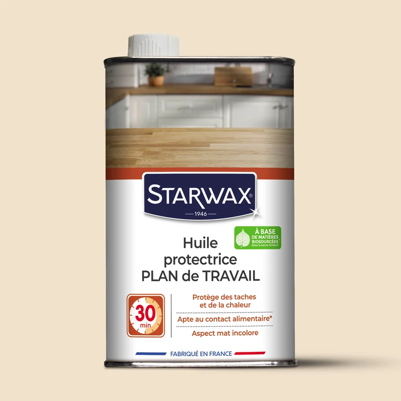 Huile protectrice pour plan de travail en bois huilé