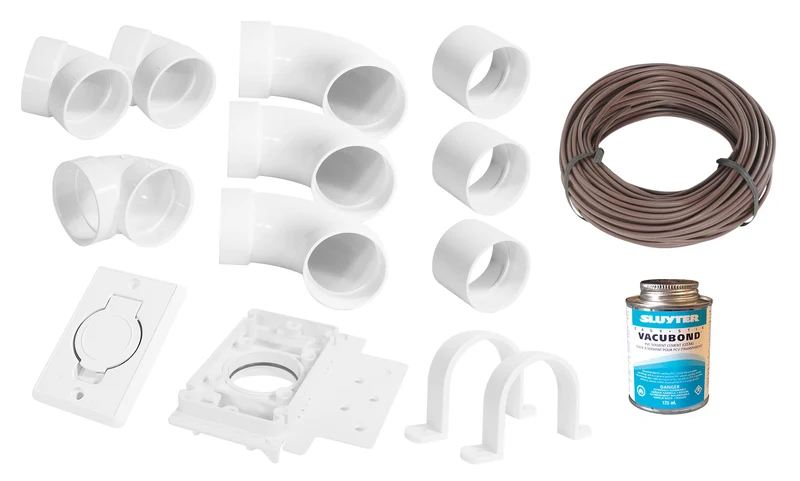 Ensemble d'installation pour aspirateur central - 1 prise - avec accessoires