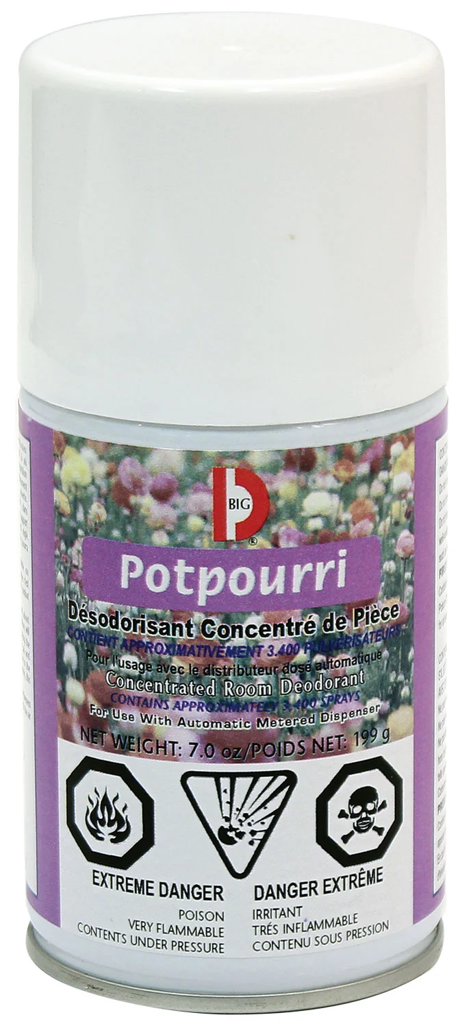 Désodorisant concentré en aérosol - dose mesurée - potpourri - 3400 jets - 7 oz (199 g) - Big D 462
