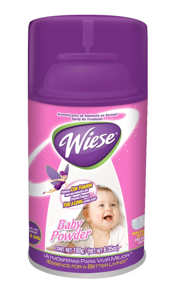 Déodorisant en aérosol intermittent - parfum poudre pour bébé - 180 ml (6,2 oz) - Wiese NAEDC12
