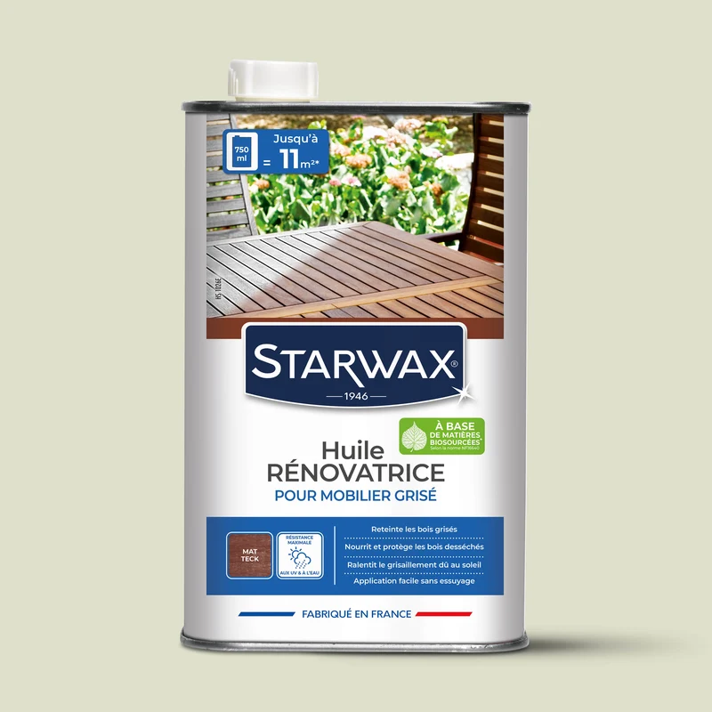 Huile rénovatrice application facile pour mobilier grisé
