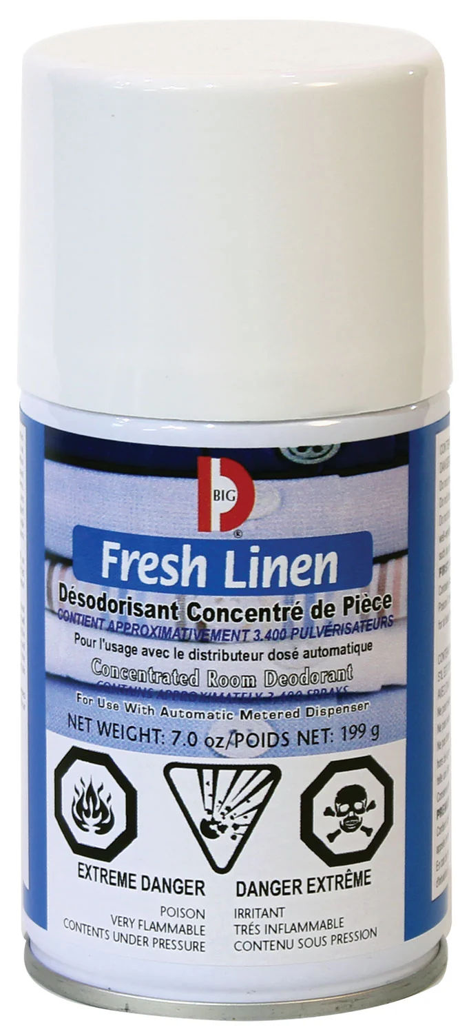 Désodorisant concentré en aérosol - dose mesurée - linge frais - 3400 jets - 7 oz (199 g) Big D 472