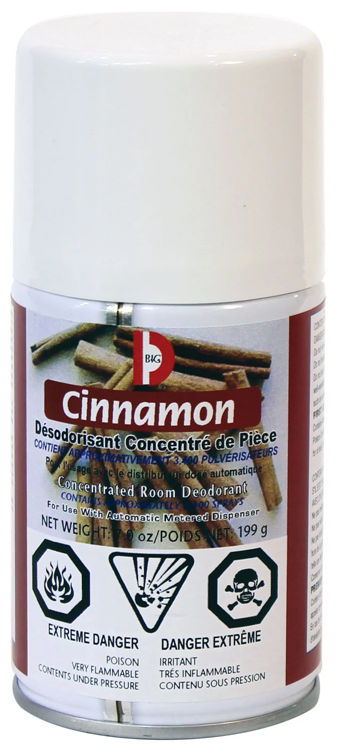 Désodorisant concentré en aérosol - dose mesurée - canelle - 3400 jets - 7 oz (199 g) Big D 469