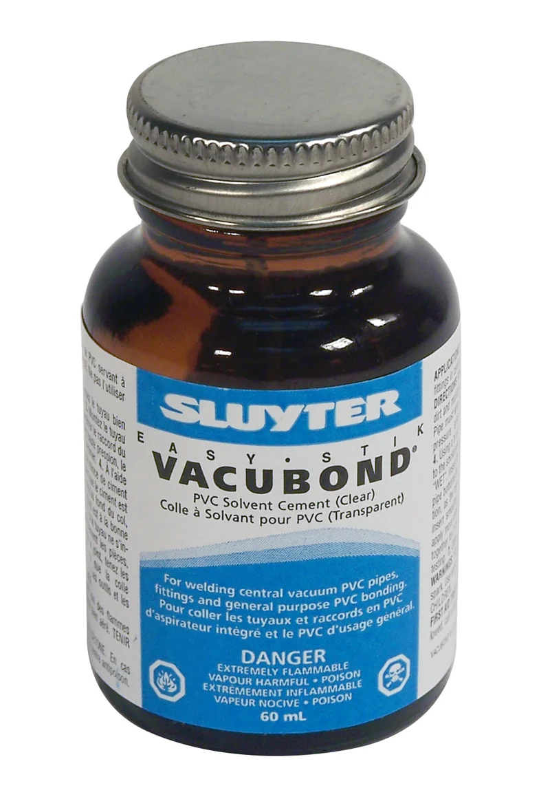 Colle à solvent pour le pvc - 60 ml - transparent - pour les tuyaux et raccords des aspirateurs centraux - Sluyter 10340