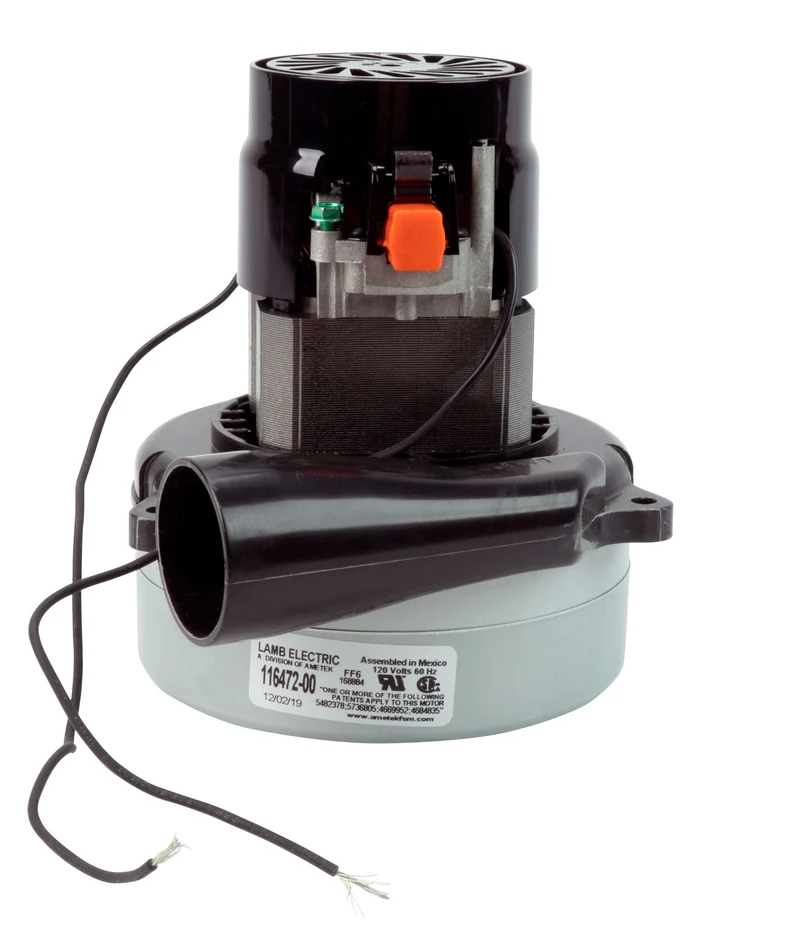 Moteur pour aspirateur tangentiel - dia 5,7" - 2 ventilateurs -120 V - 11,7 A - 1365 W - 404 watts-air - levée d'eau 106,7" - CFM (pi3/min) 112 - Lamb / Ametek 116472-00 (B)