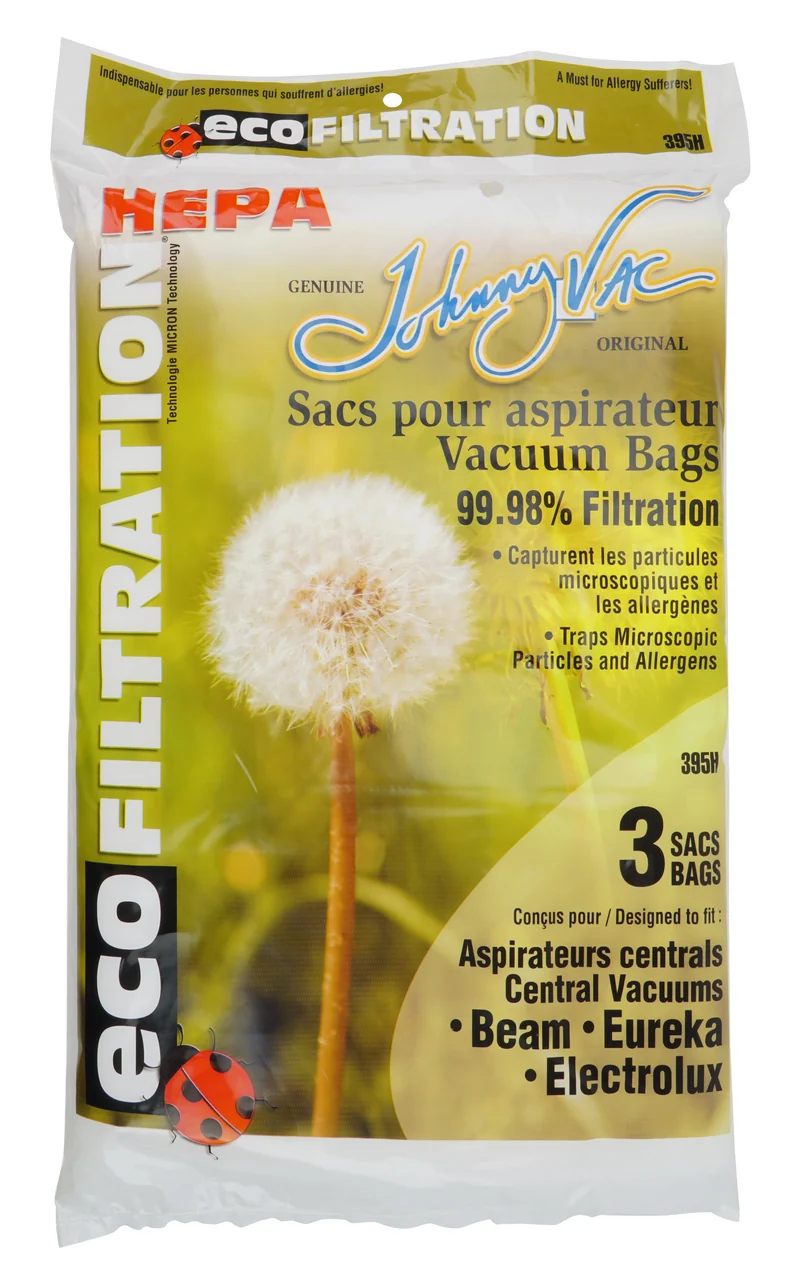 Sac microfiltre HEPA pour aspirateur central Beam, Eureka, Electrolux, Kenmore et Future Vac - paquet de 3 sacs - 4464
