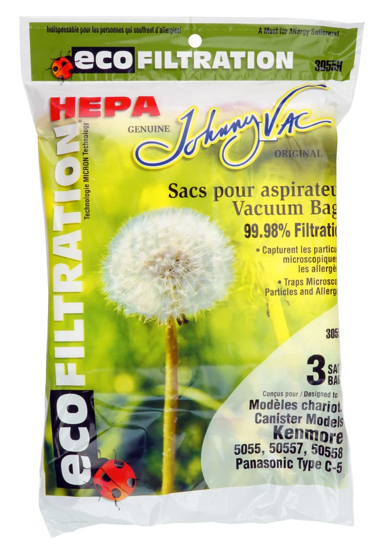 Sac microfiltre HEPA pour aspirateur Kenmore modèles 5055, 50557, 50558 et Panasonic type C-5 - paquet de 3 sacs - Envirocare A137JV