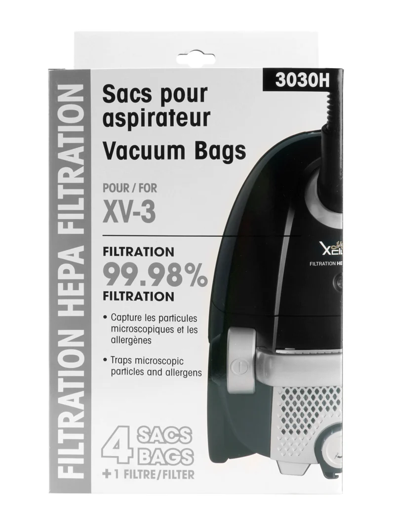 Sac microfiltre HEPA pour aspirateur chariot Johnny Vac XV-3 - paquet de 4 sacs + 1 filtre