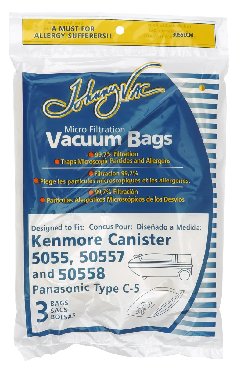 Sac microfiltre pour aspirateur Kenmore modèles 5055, 50557, 50558 et Panasonic C-5 - paquet de 3 sacs - Envirocare 137