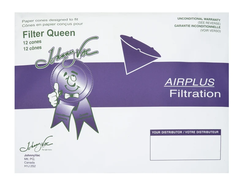 Sac de papier en forme de cône pour aspirateur Filter Queen - paquet de 12 sacs + 2 filtres moteur - Envirocare 200JV