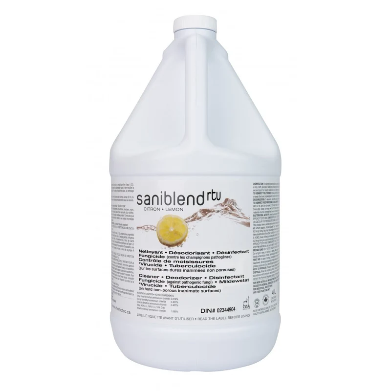 Nettoyant - désodorisant - désinfectant - prêt à utiliser - citron - Saniblend RTU - 4 L (1,06 gal) - Safeblend SRTLGN4 - désinfectant