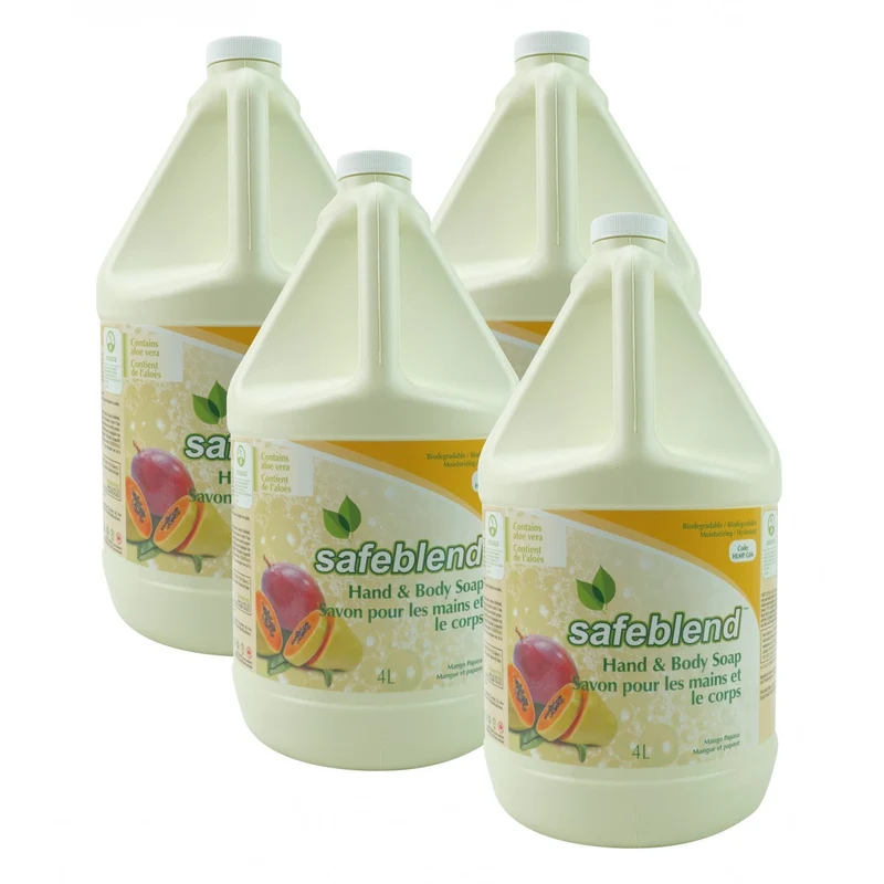 Savon pour les mains et le corps - mangue papaye - 4 L (1,06 gal) - Safeblend HLMP-G04 - Boîte de 4