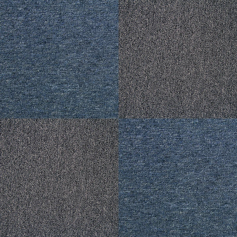 40 x Dalles de Moquette Couleur Noir Charbon & Bleu Tempête 50 x 50cm (10m²)