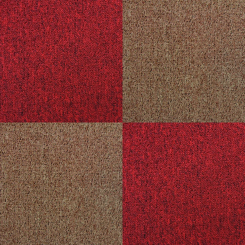 40 x Dalles de Moquette Couleur Brun Sable & Rouge Écarlate 50 x 50cm (10m²)