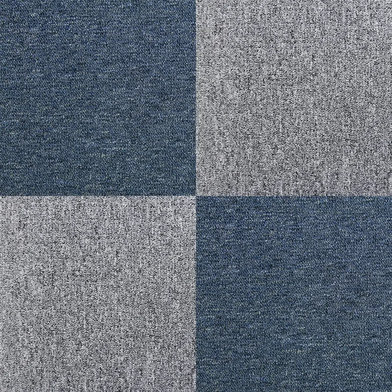 40 x Dalles de Moquette Couleur Bleu Tempête & Gris Platine 50 x 50cm (10m²)