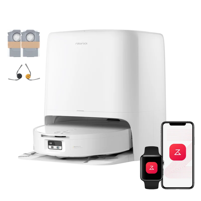 Aspirateur robot avec serpillière à rouleau Roborock Qrevo Edge 2 Flow, avec système autonettoyant pressurisé SpiraFlow 2.0