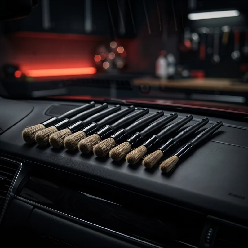 Kit 9 brosses de detailing auto – intérieur, jantes & finitions