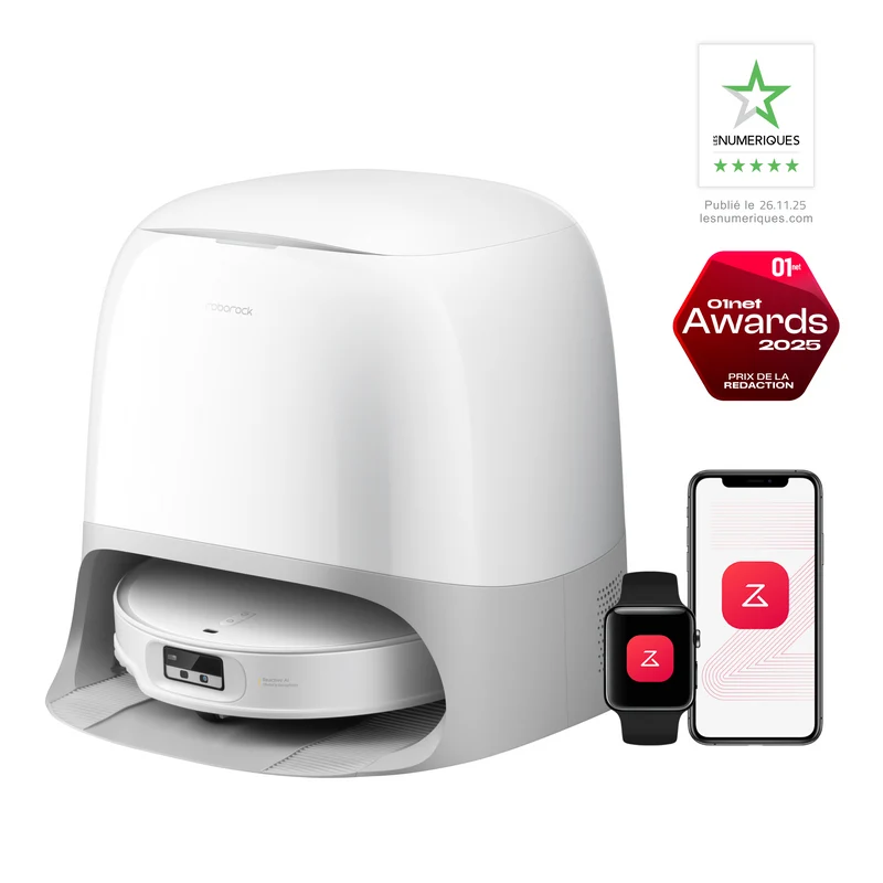 Roborock Qrevo Curv 2 Pro robot aspirateur laveur ultrafin 7,98 cm avec puissante de 25 000 Pa